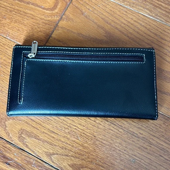 Black Leather Red Leather “K” Long Wallet / Check Book Holder - Picture 3 of 13